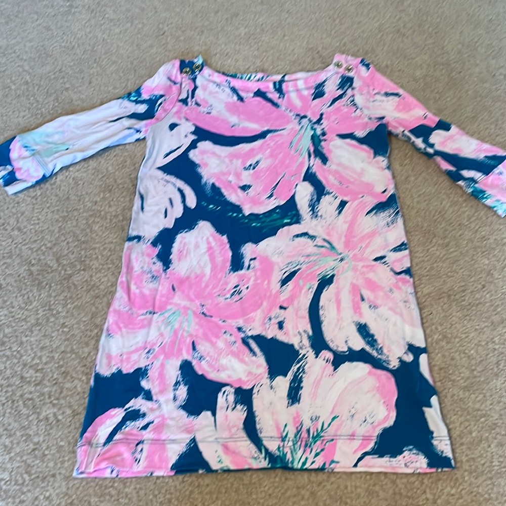 Pink floral lily dress size small (4-5)